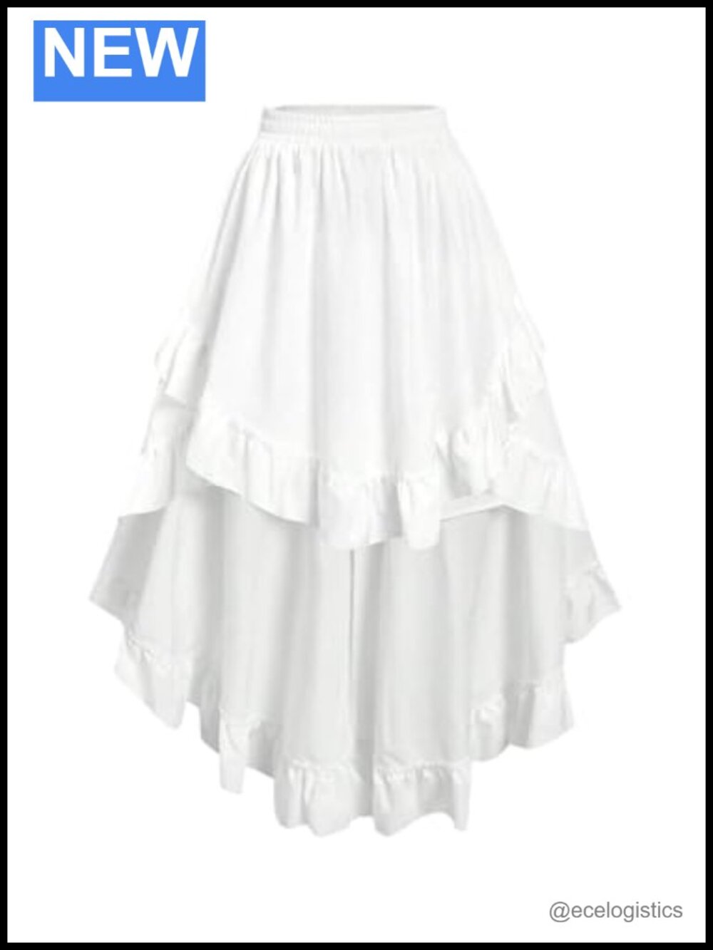 Plus Size High Low Ruffle Midi Skirt Flowy Elastic Waist